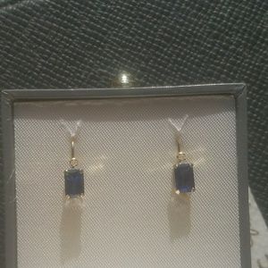 14kt *solid gold* Saphire and diamond earrings.
